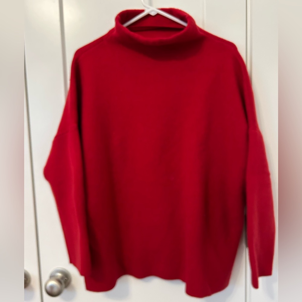 JJILL Women's Red Mock Turtleneck Sweater Pullover Sweater Size L..So Cozy &Soft